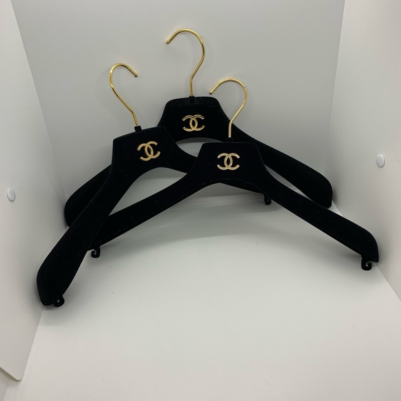 CHANEL Other More Soon Chanel Black Velvet Coat Hangers Set 3